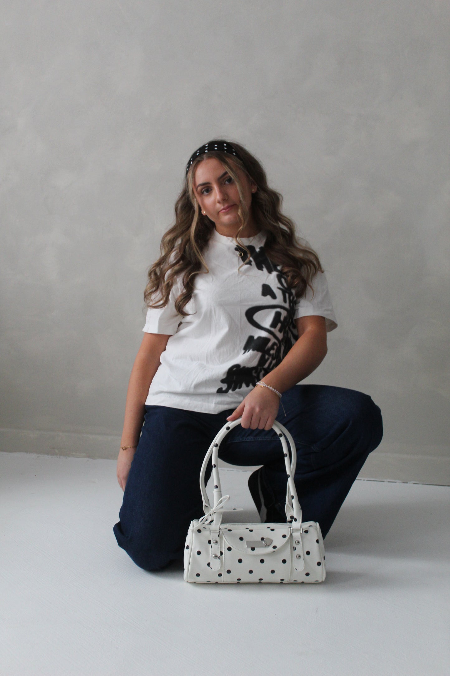 White Polka dot bag