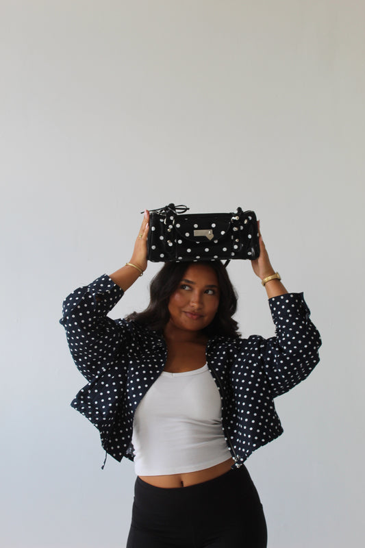 Black polka shoulder bag